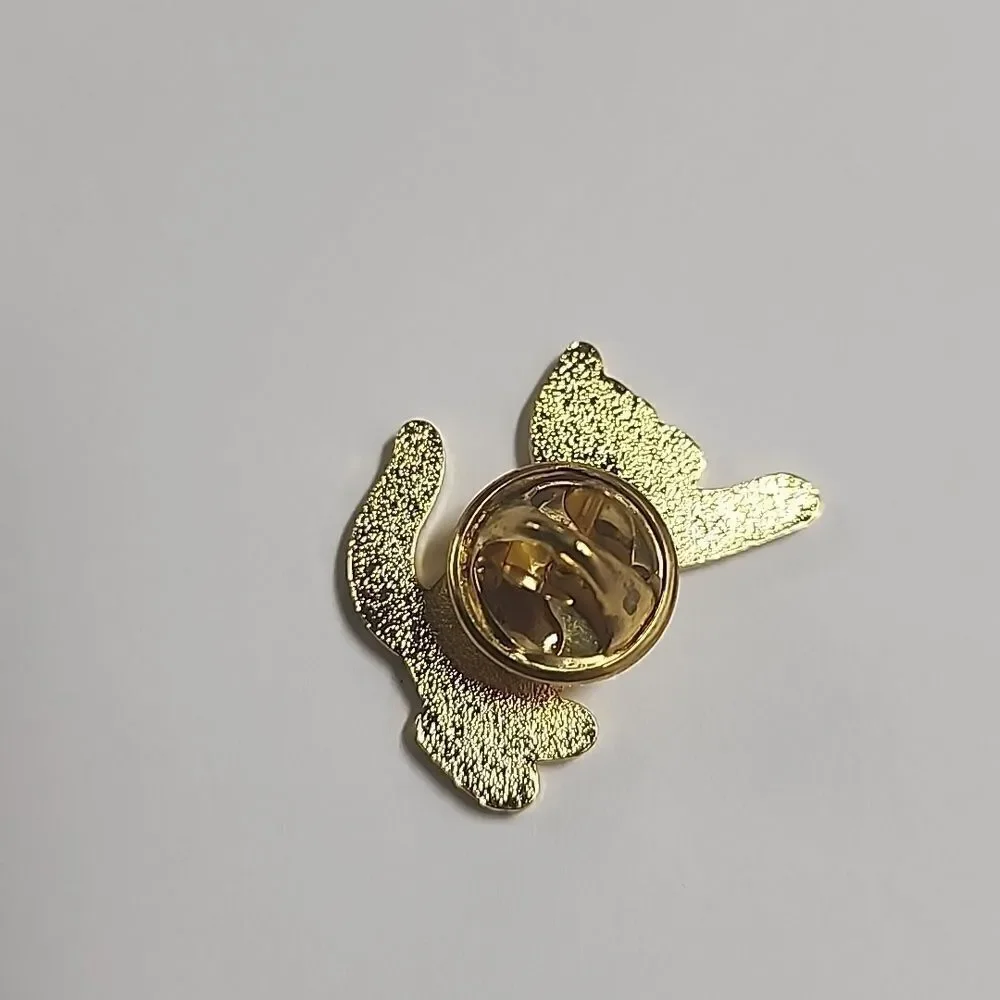 Cat Lady Lapel Pin Black and Gold